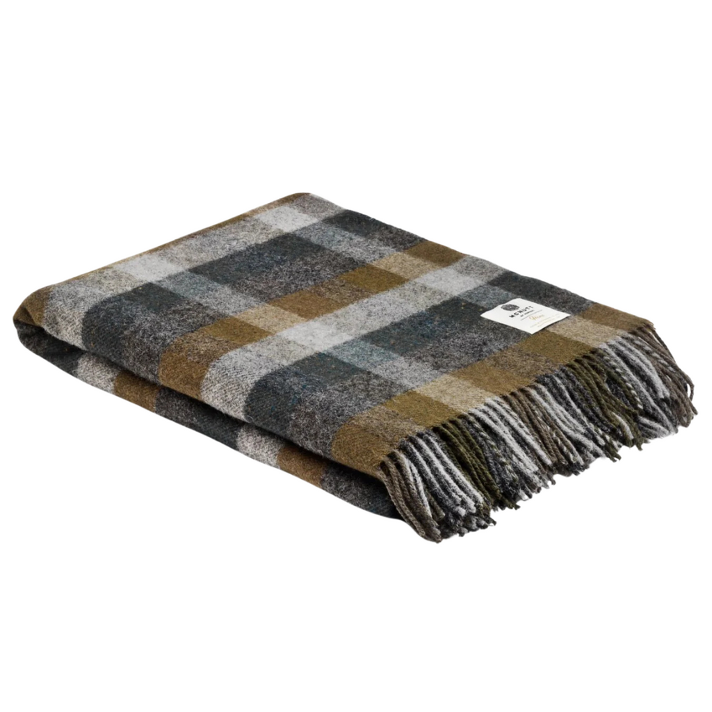 McNutt of Donegal Wool Blanket - Forest Check