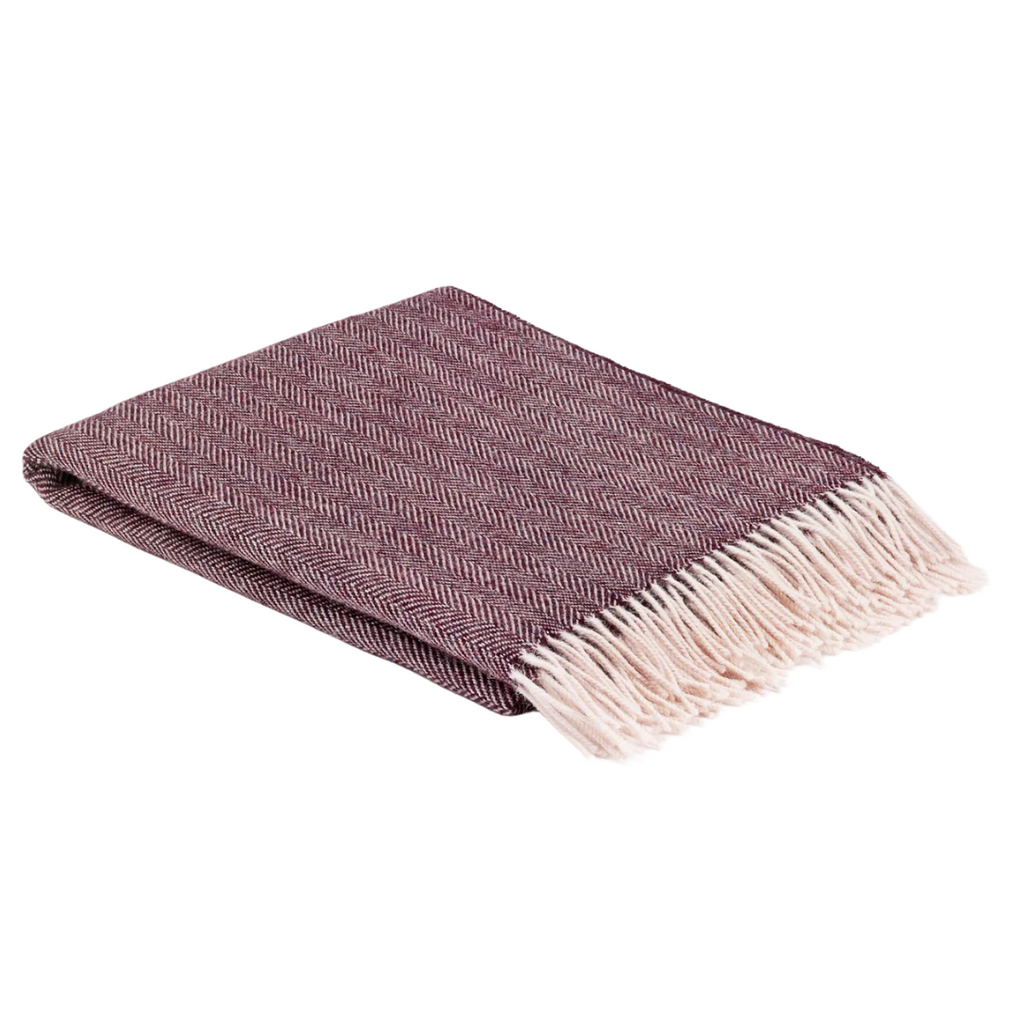 McNutt of Donegal Wool Blanket - Berry Herringbone