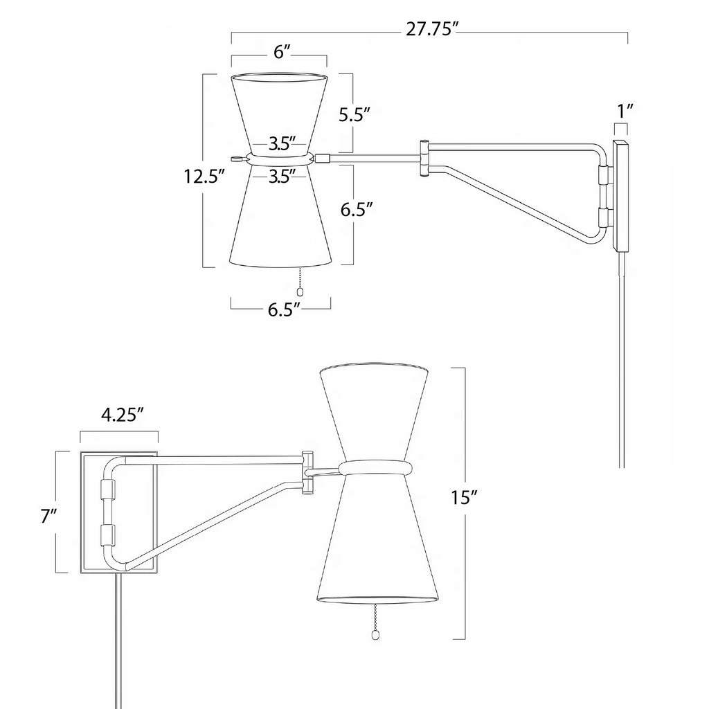 Gable Swing Arm Sconce (Three Colours Available)