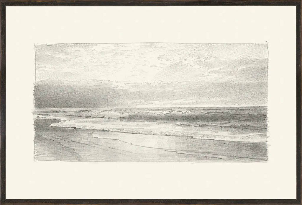 Graphite Seascape II - Framed Print