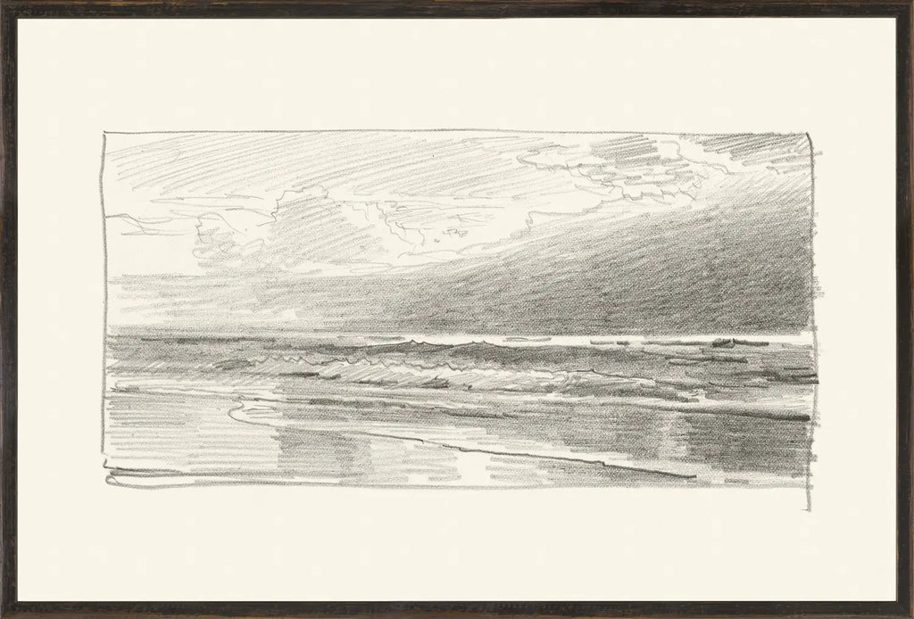 Graphite Seascape V - Framed Print
