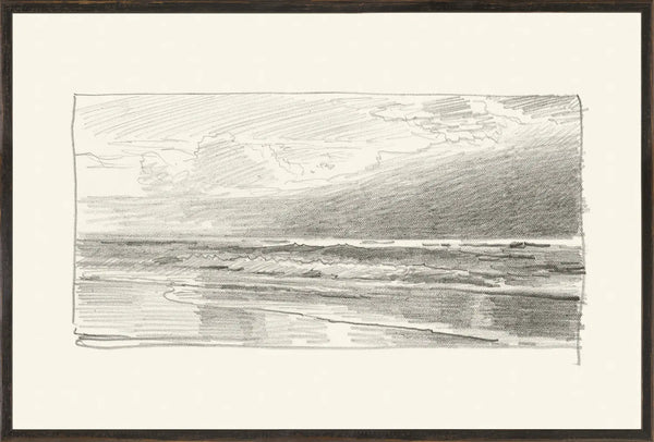 Graphite Seascape V - Framed Print