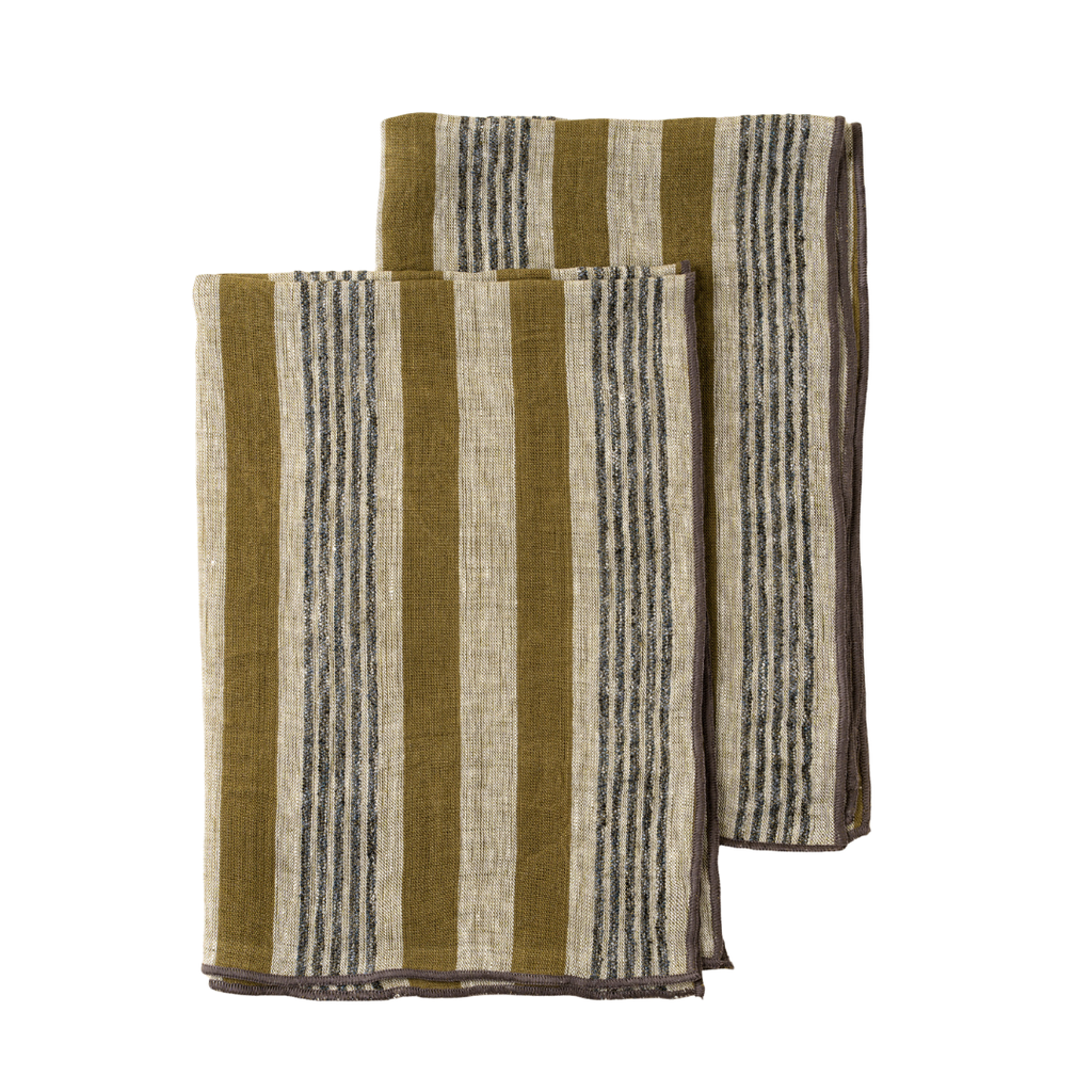 Levi Linen Tea Towel - Ochre (Sold Individually)