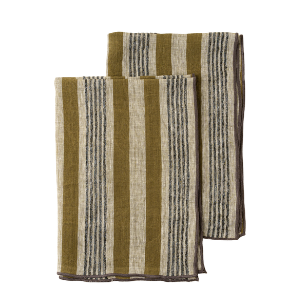 Levi Linen Tea Towel - Ochre (Sold Individually)