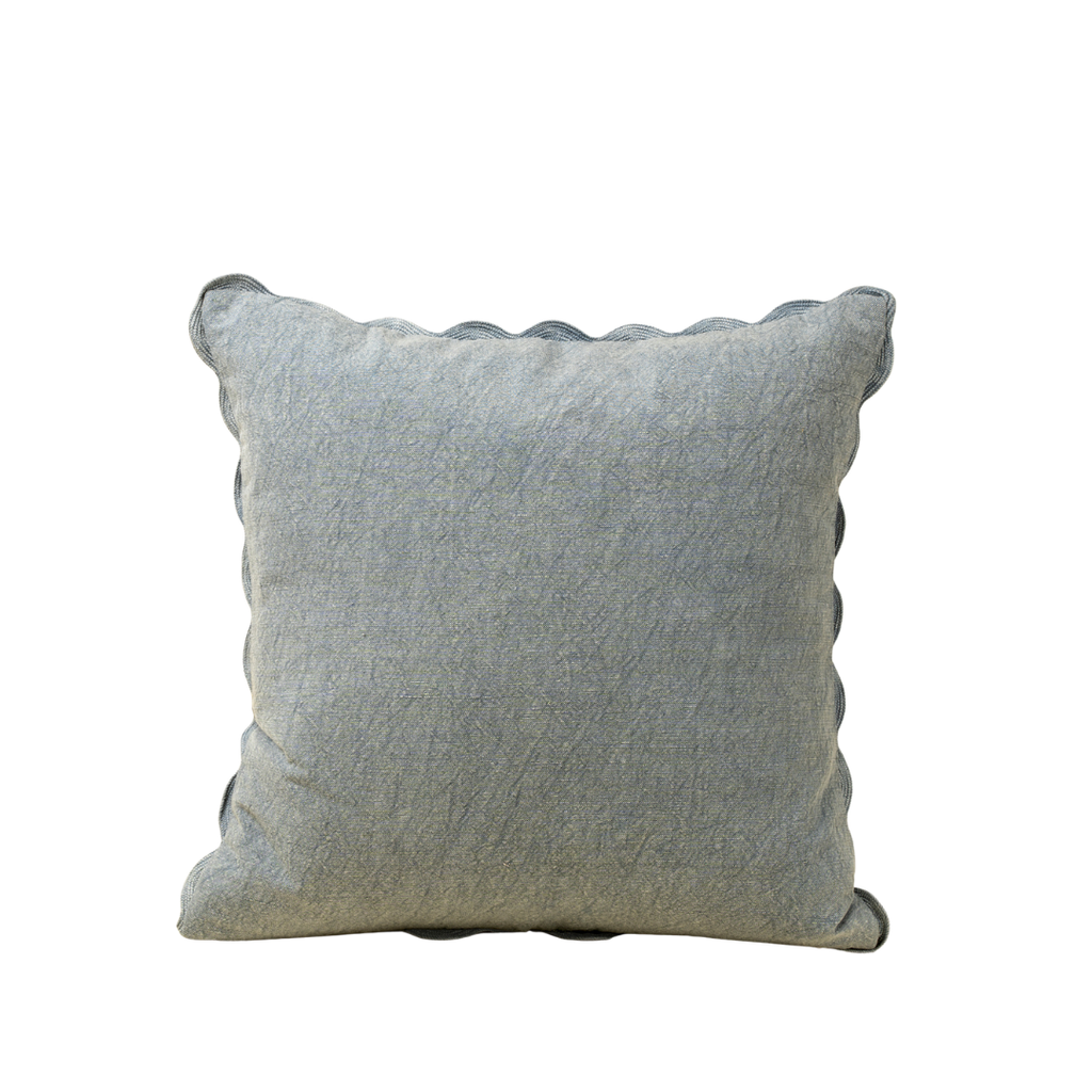 Linen Scalloped Pillow - Slate Blue (20" x 20")
