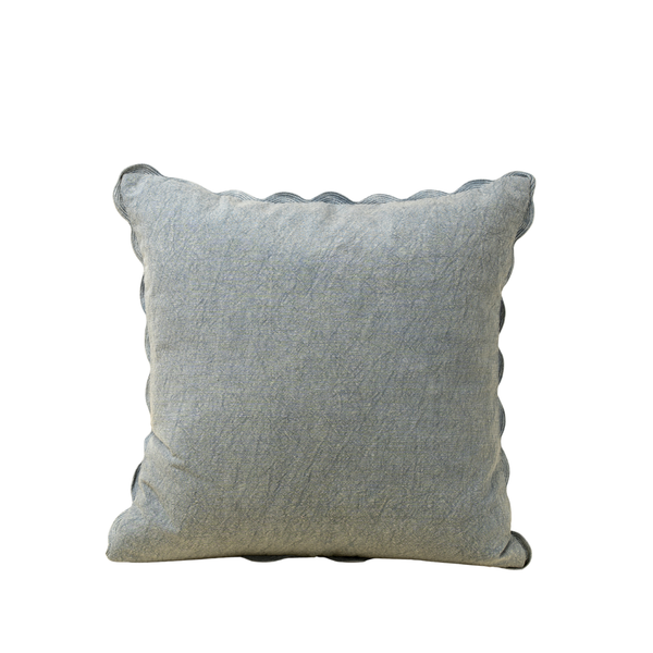 Linen Scalloped Pillow - Slate Blue (20" x 20")