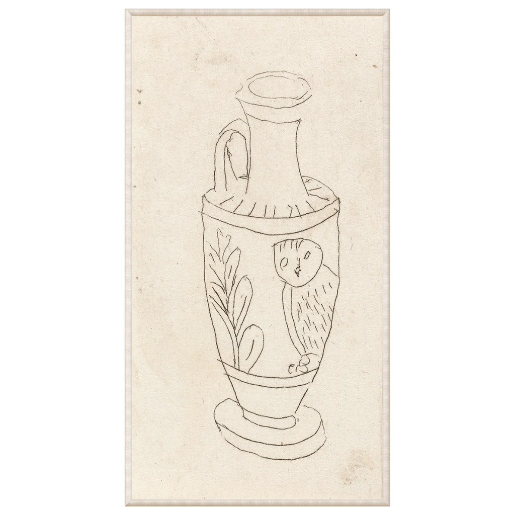 Owl Vase 1790 - Framed Under Glass