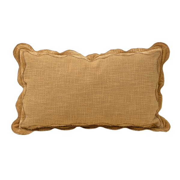 Velvet Scalloped Pillow - Gold (21" x 12")
