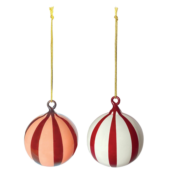 Striped Ball Glass Ornaments (Two Colours Available)