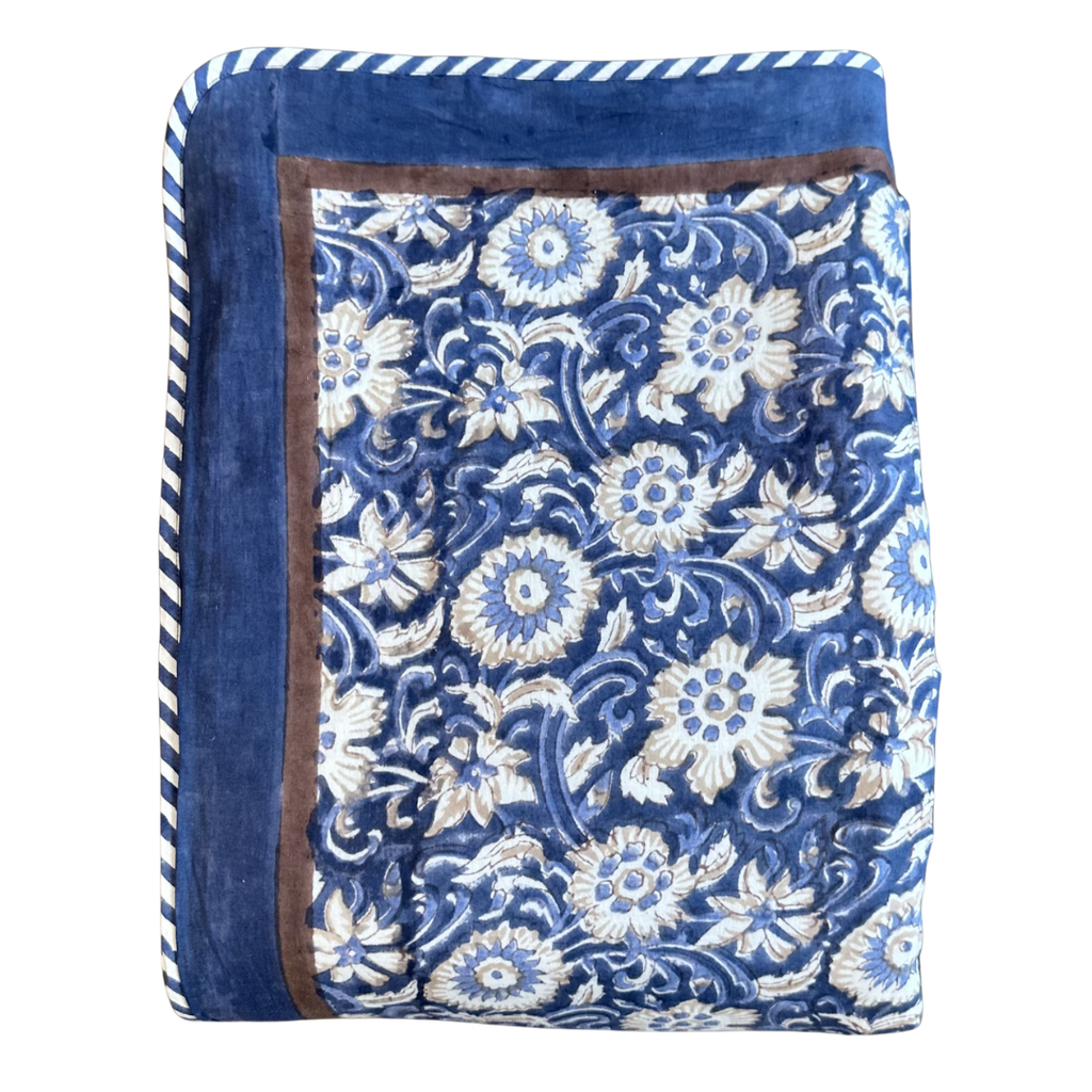 Reversible Summer Blanket - Navy/Taupe (Three Sizes Available)