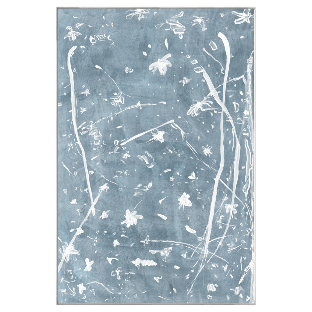 Frond Gestures Series - Powder Blue (Framed Canvas)