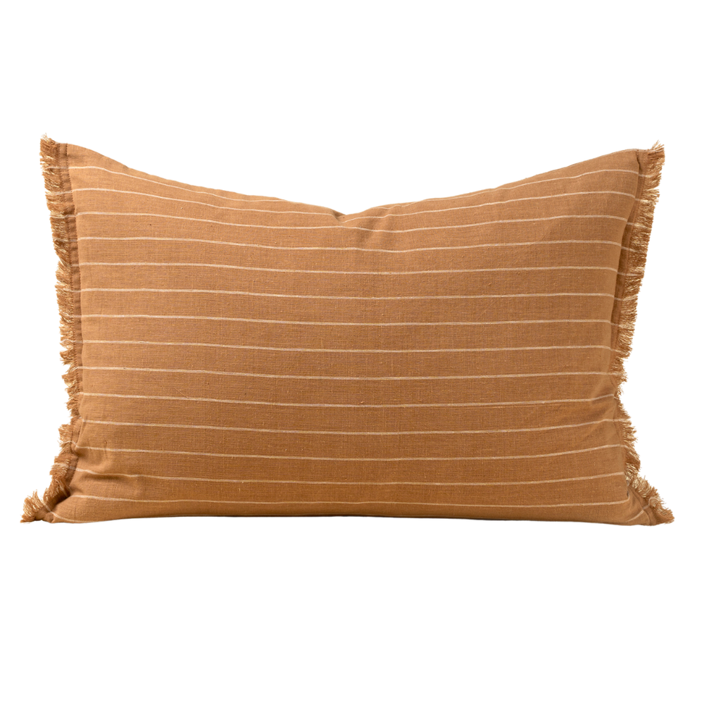Handloom Stripe Pillow - Terracotta (16" x 24")