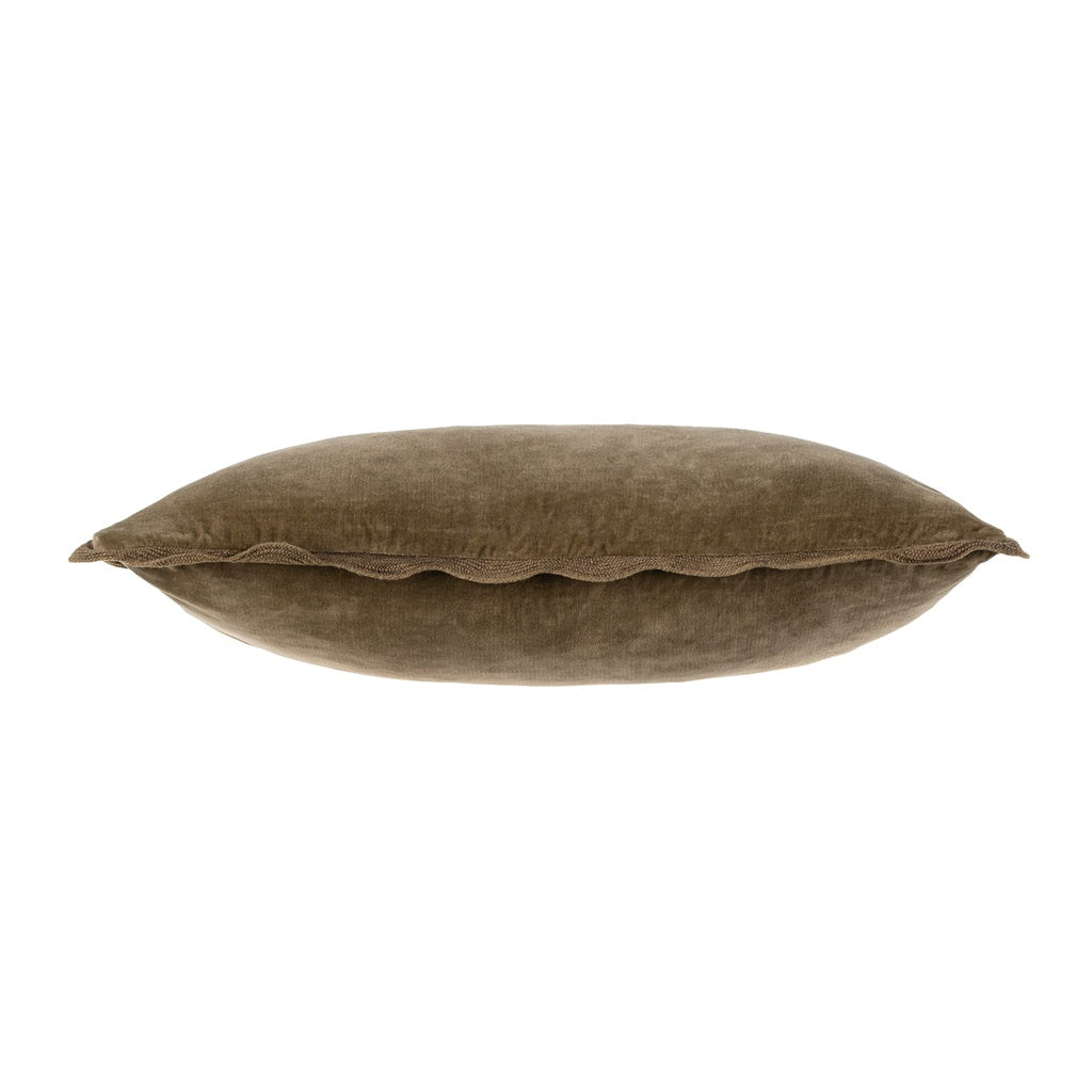 Vera Velvet Scalloped Pillow - Mink (21" x 12")