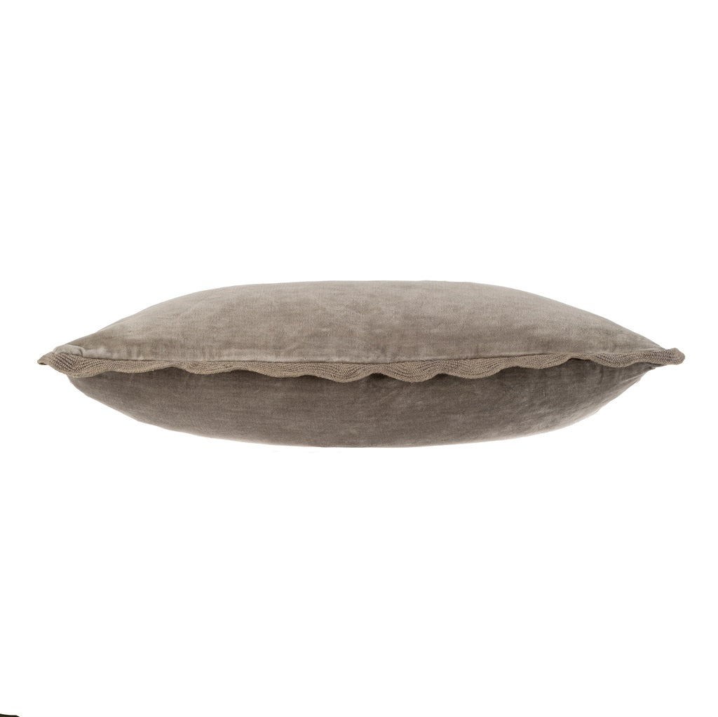 Vera Velvet Scalloped Pillow - Fog (21" x 12")