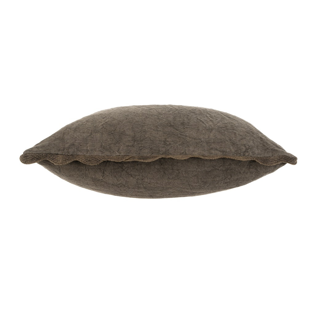Vera Linen Scalloped Pillow - Charcoal (20" x 20")