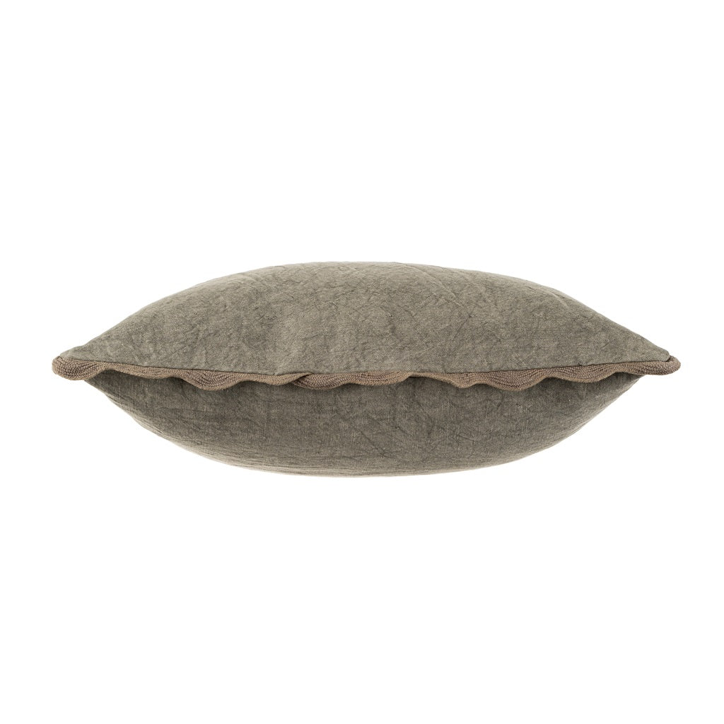 Vera Linen Scalloped Pillow - Fog (20" x 20")