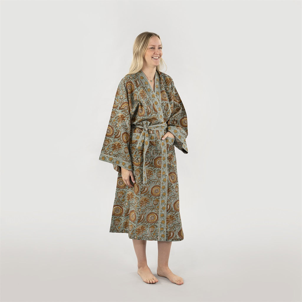 Dahlia Block Print Kimono