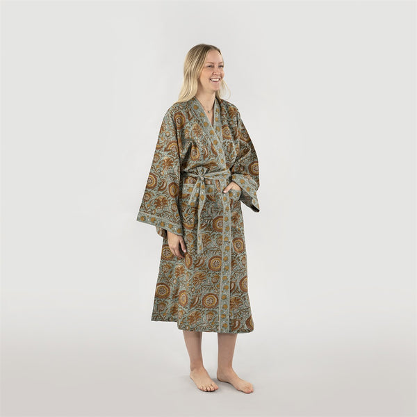 Dahlia Block Print Kimono