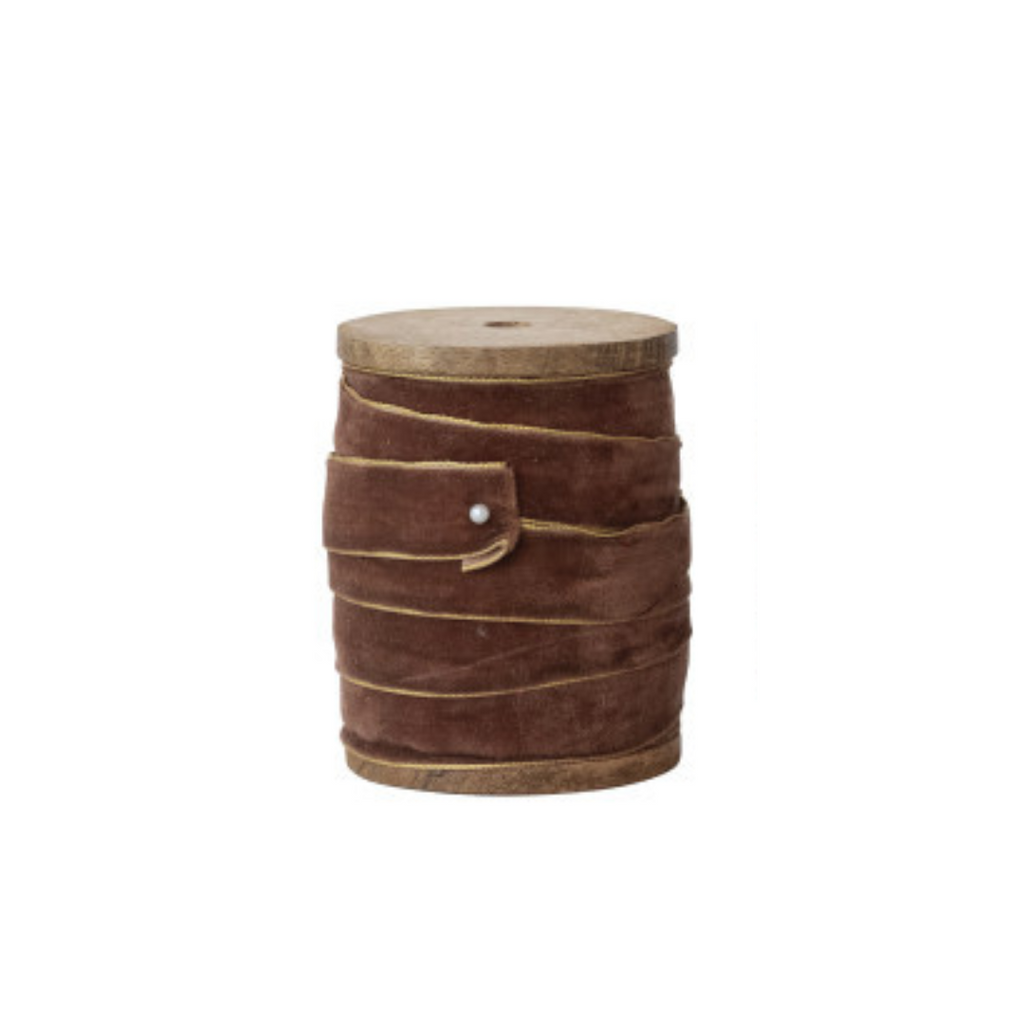 Velvet Ribbon on Wood Spool (Three Colours Available)