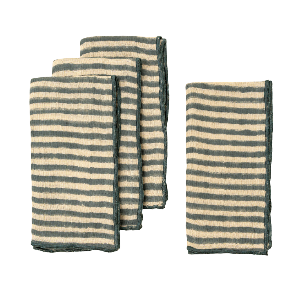 Sea Stripe Block Print Napkins (Sold Individually)