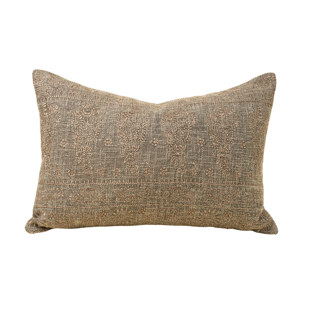 Nisha Embroidered Pillow - Ash (Two Sizes Available)