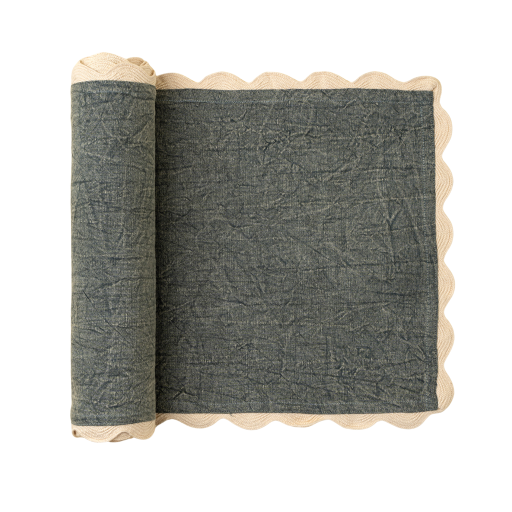 Scalloped Table Runner - Blue (108"L)