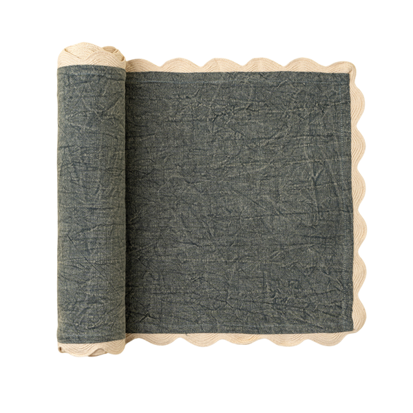 Scalloped Table Runner - Blue (108"L)