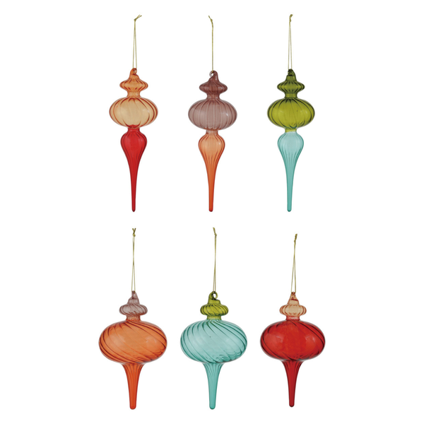 Two-Tone Glass Finial Ornament (Six Styles Available)