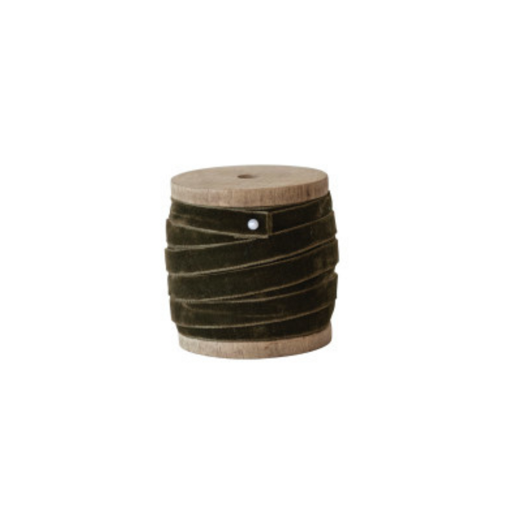 Velvet Ribbon on Wood Spool (Three Colours Available)