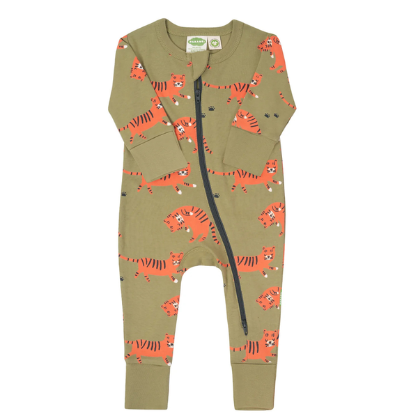 Parade Organics Signature Print '2-Way' Zipper Romper - Tigers