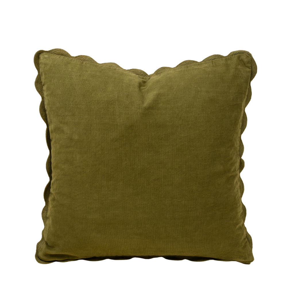 Corduroy Scalloped Pillow - Moss (20" x 20")
