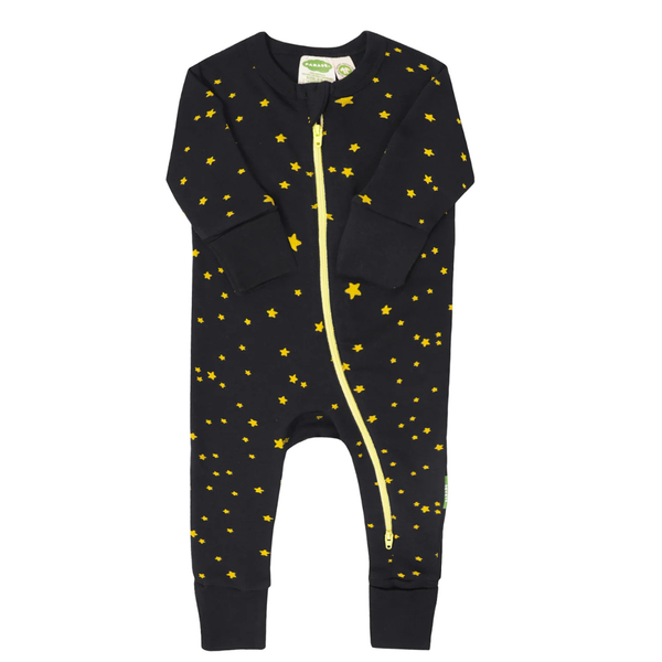 Parade Organics Signature Print '2-Way' Zipper Romper - Yellow Stars