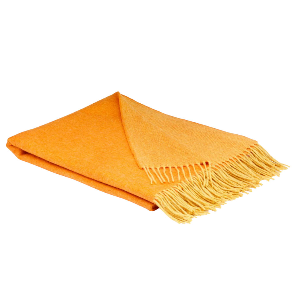 McNutt of Donegal Lambswool Blanket - Orange & Mustard