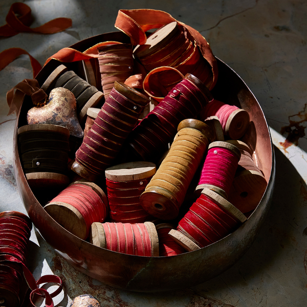 Velvet Ribbon on Wood Spool (Three Colours Available)