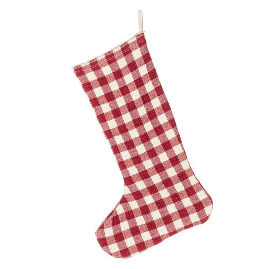 Gingham Check Stocking - Red