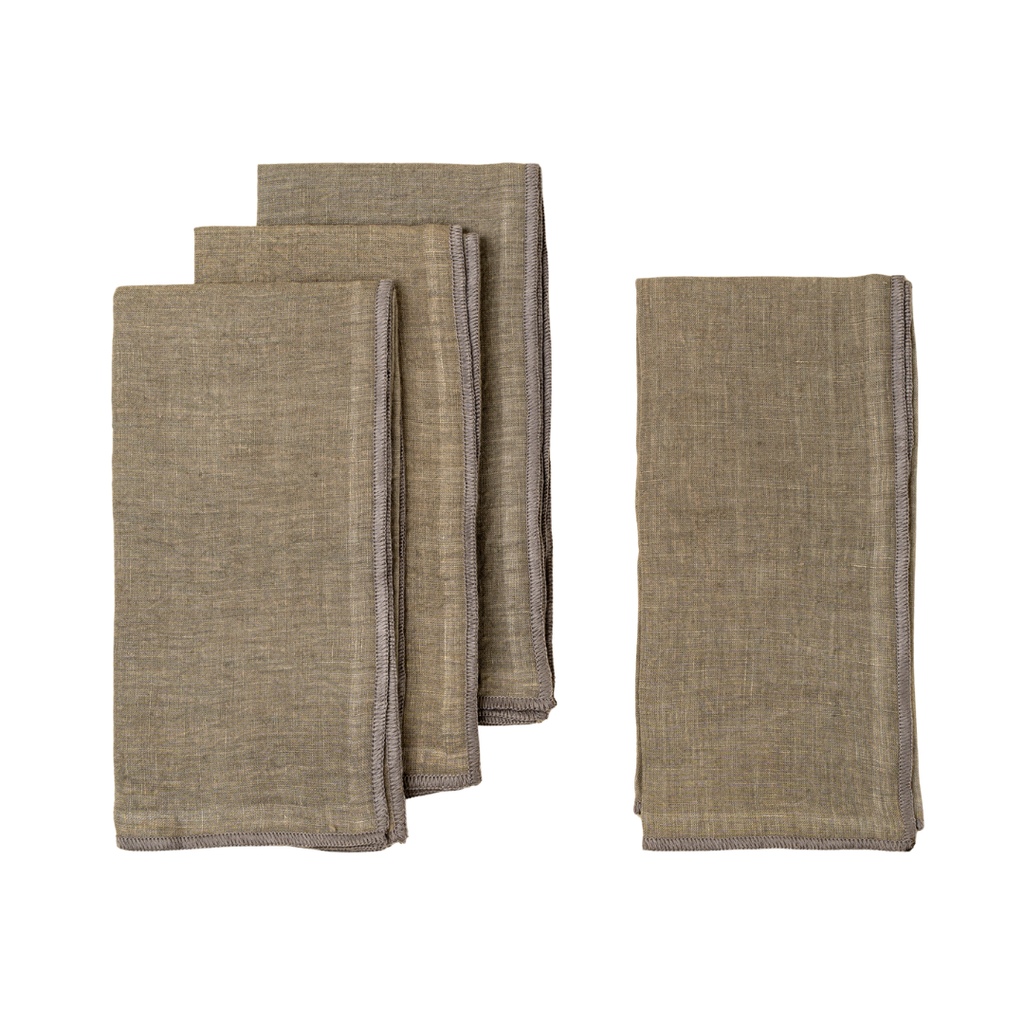 Set of 4 Stonewashed Linen Napkins - Grey