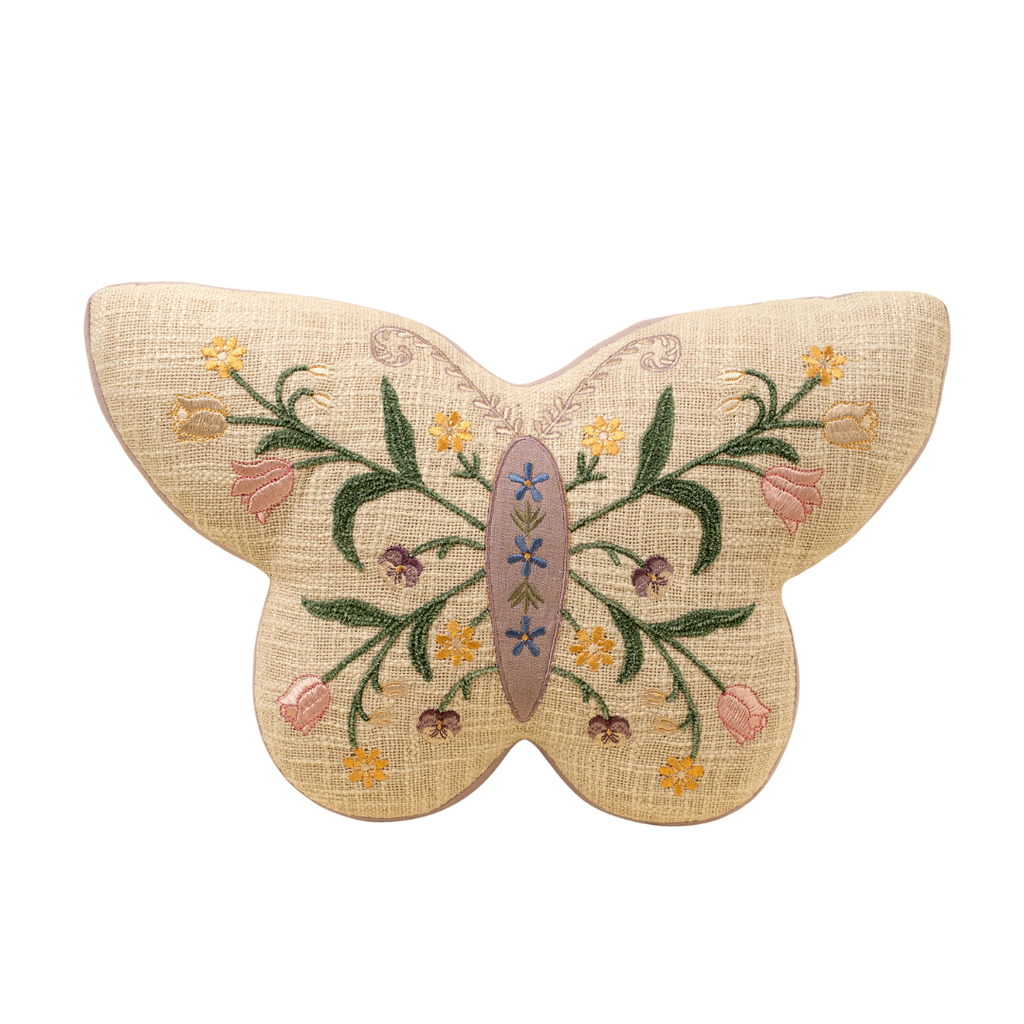 Embroidered Butterfly Pillow