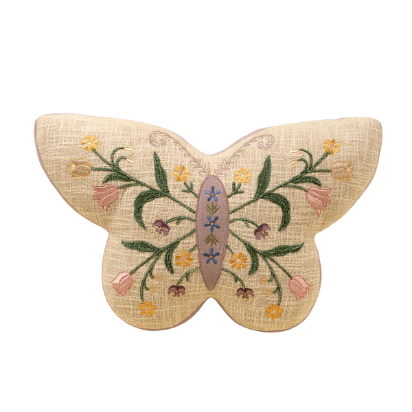 Embroidered Butterfly Pillow
