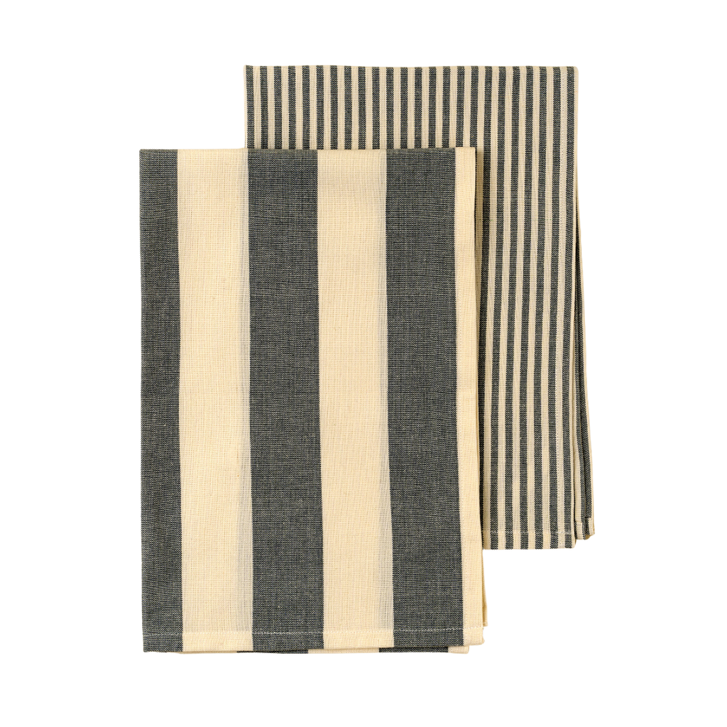Hampton Stripe Tea Towels - Slate Grey (Two Styles Available)