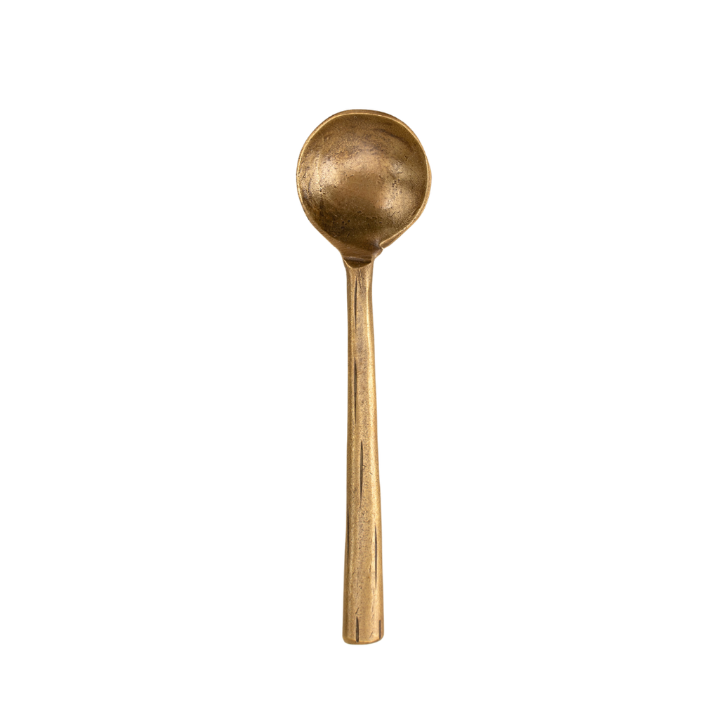 Distressed Brass Salt Spoon