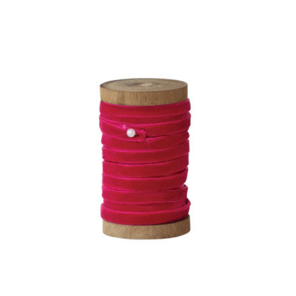 Velvet Ribbon on Wood Spool (Three Colours Available)