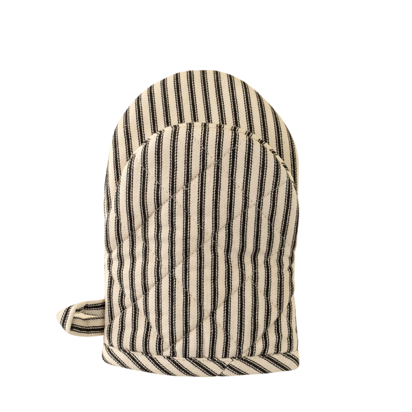 Ticking Stripe Oven Mitt - Black