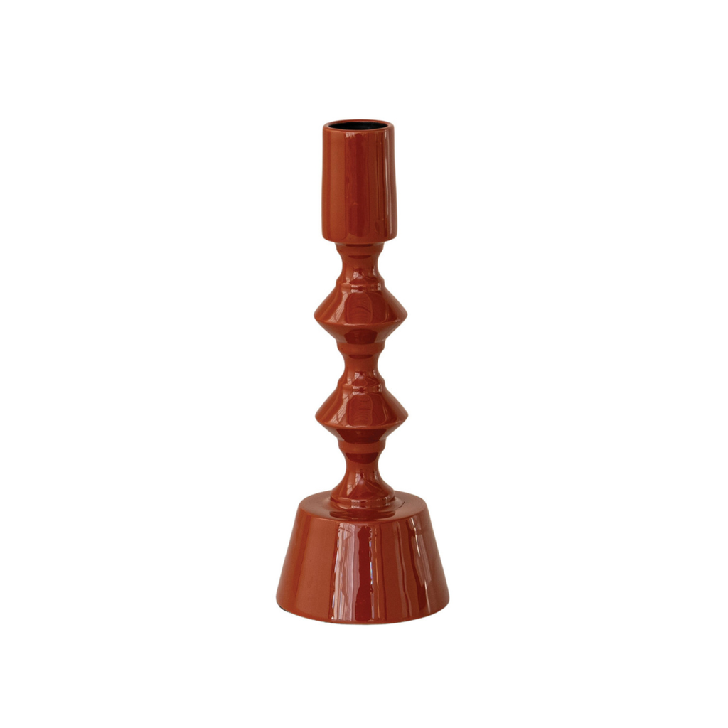 Rust Enameled Candle Holder