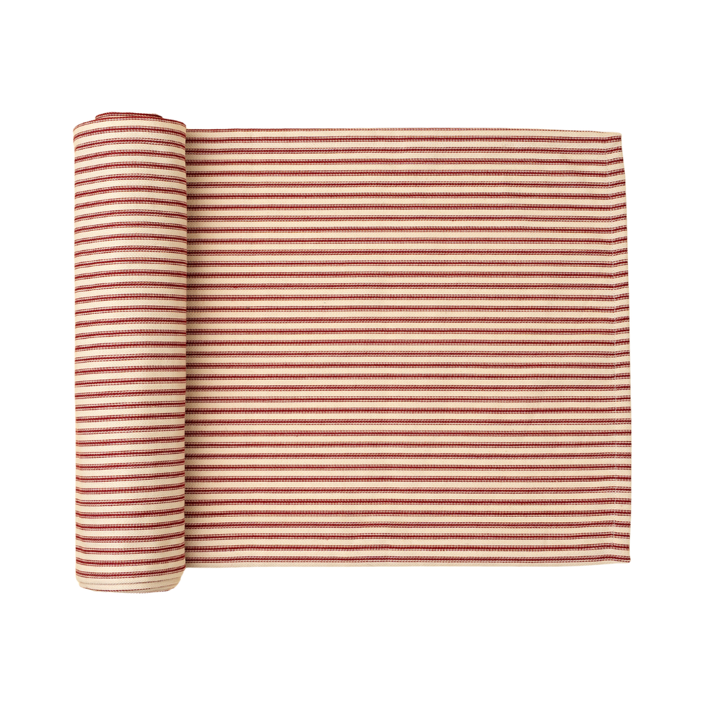 Ticking Stripe Table Runner - Red (108"L)