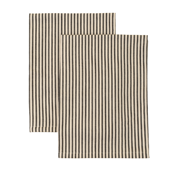 Ticking Stripe Tea Towel - Black (Sold Individually)