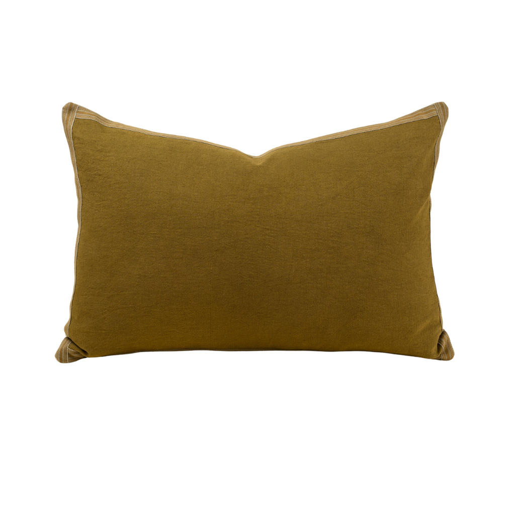 Esme Linen Pillow - Olive (16" x 24")