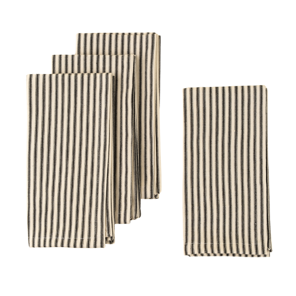 Set of 4 Ticking Stripe Napkins - Black