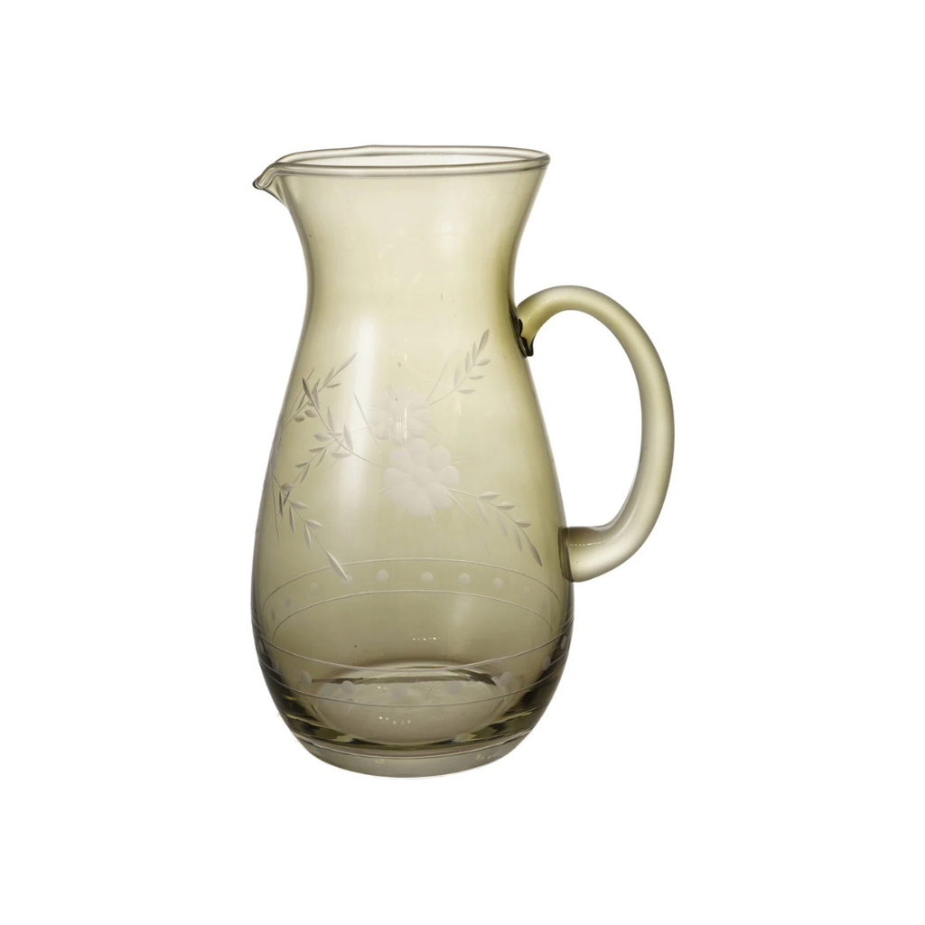 Floral Glass Pitcher