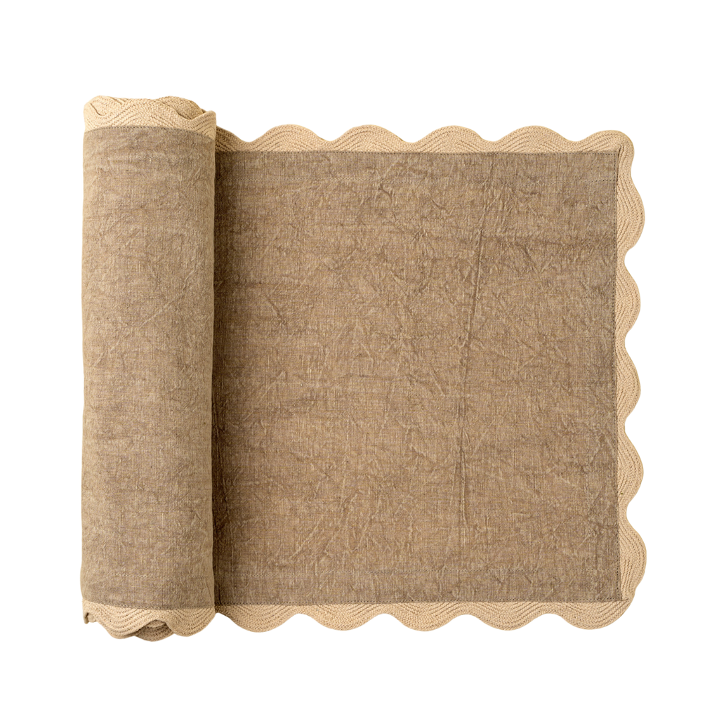 Scalloped Table Runner - Sand (108"L)