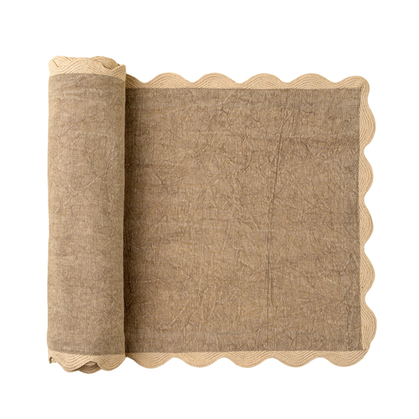 Scalloped Table Runner - Sand (108"L)